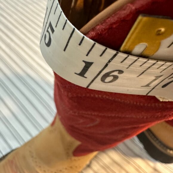 Ariat Cowgirl Boots Size 7 B Leather Red with Heart Shaped Holes - Picture 8 of 10